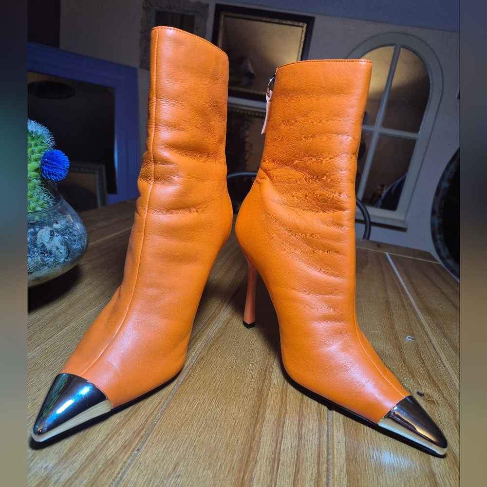 Topshop "Hypnotise" Orange Boots - Size 6.5 - Picture 2 of 5
